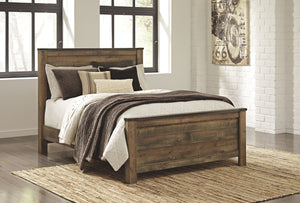 If you love country living, this queen panel bed matches your authenticity. Rustic finish, plank-style details and nailhead trim pay homage to reclaimed barn wood, making for a chic look loaded with charm. Mattress and foundation/box spring available, sol