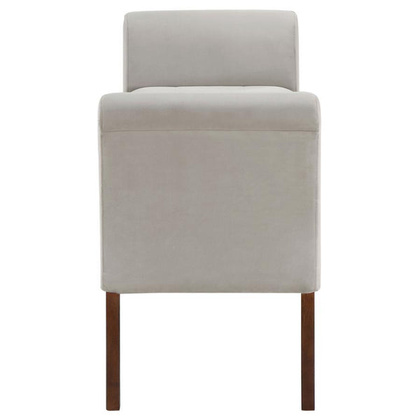 Farrah - Velvet Upholstered Rolled Arm Storage Bench - Beige