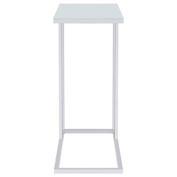 Stella - Glass Top C-Shaped Sofa Side Table - Chrome