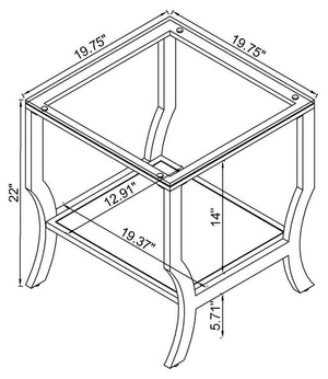 Saide - Square Glass Top Side End Table - Chrome