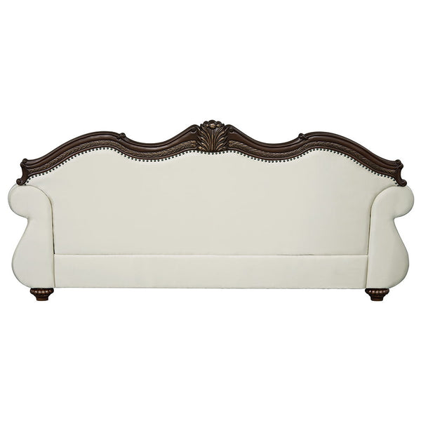 Pierce - Sofa With 5 Pillows - Beige Fabric & Cherry Finish