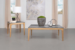 Polaris - Square Smart Top Side End Table - Gray And Light Oak