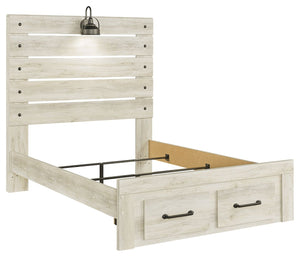 Cambeck - Whitewash - Full Panel Bed with 2 Storage Drawers