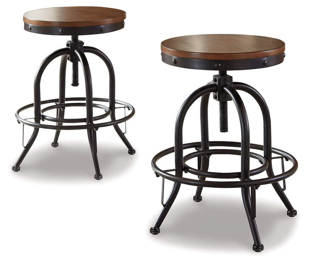 A touch of rustic-industrial style is such a fashion-forward choice, and this barstool set doesnâ€™t disappoint. Set this pair by the kitchen bar for a visually intriguing mix of new and old.<br><br><b>Additional Dimensions</b><br><ul><li>Seat width: 15-"