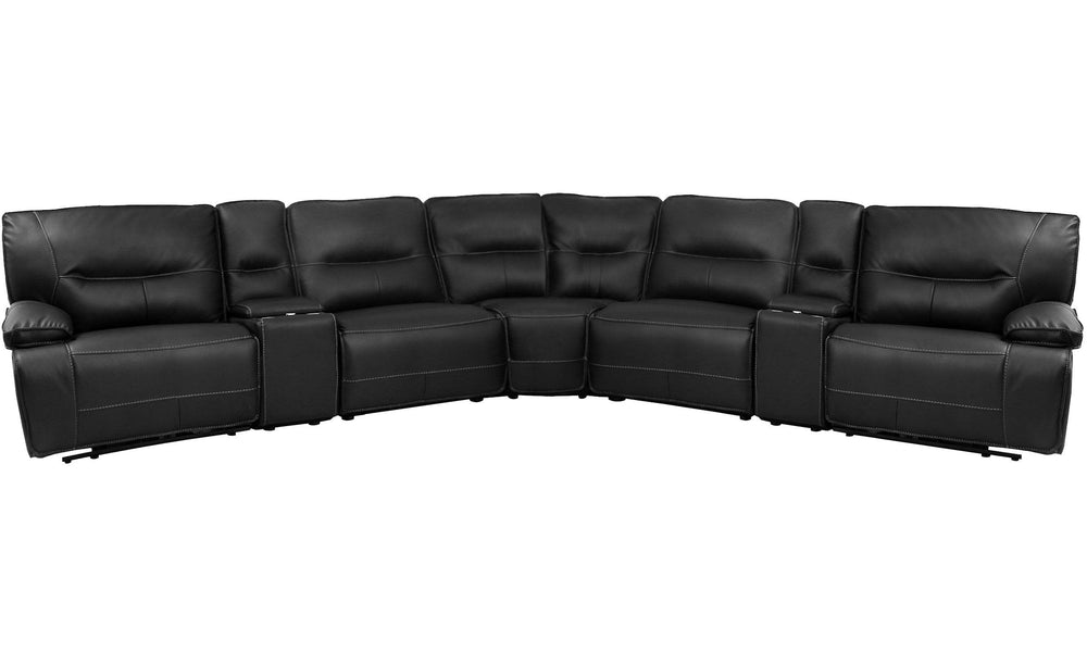 Even commercials are more tolerable when you-'re relaxing in the plush comfort of this six-piece sectional seating group. You-'ll love the luxury of its two power recliners on each end that feature power headrests. Between those, you-'ll find and armless 