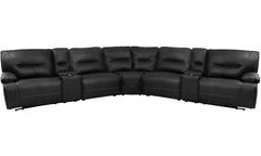 Even commercials are more tolerable when you-'re relaxing in the plush comfort of this six-piece sectional seating group. You-'ll love the luxury of its two power recliners on each end that feature power headrests. Between those, you-'ll find and armless 