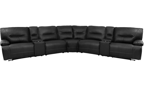 Spartacus - 7 Piece Modular Power Reclining Sectional With Power Adjustable Headrests - Black
