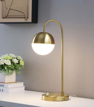  the lamp features a slim J-hook arm and round base for a classic stance that delivers diffuse illumination for tasks and ambiance. Its domed metal sha