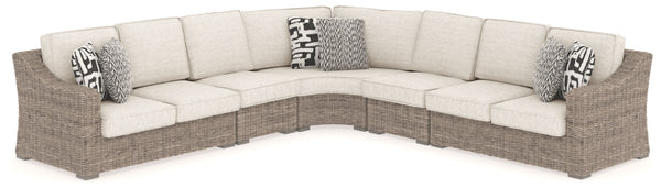 Sporting an easy-on-the-eyes look inspired by driftwood, this 6-piece sectional elevates the art of indoor-outdoor living. Beautiful and durable enough for indoor and outdoor use, this high-style/low-maintenance sectional entices with plush, removable cus