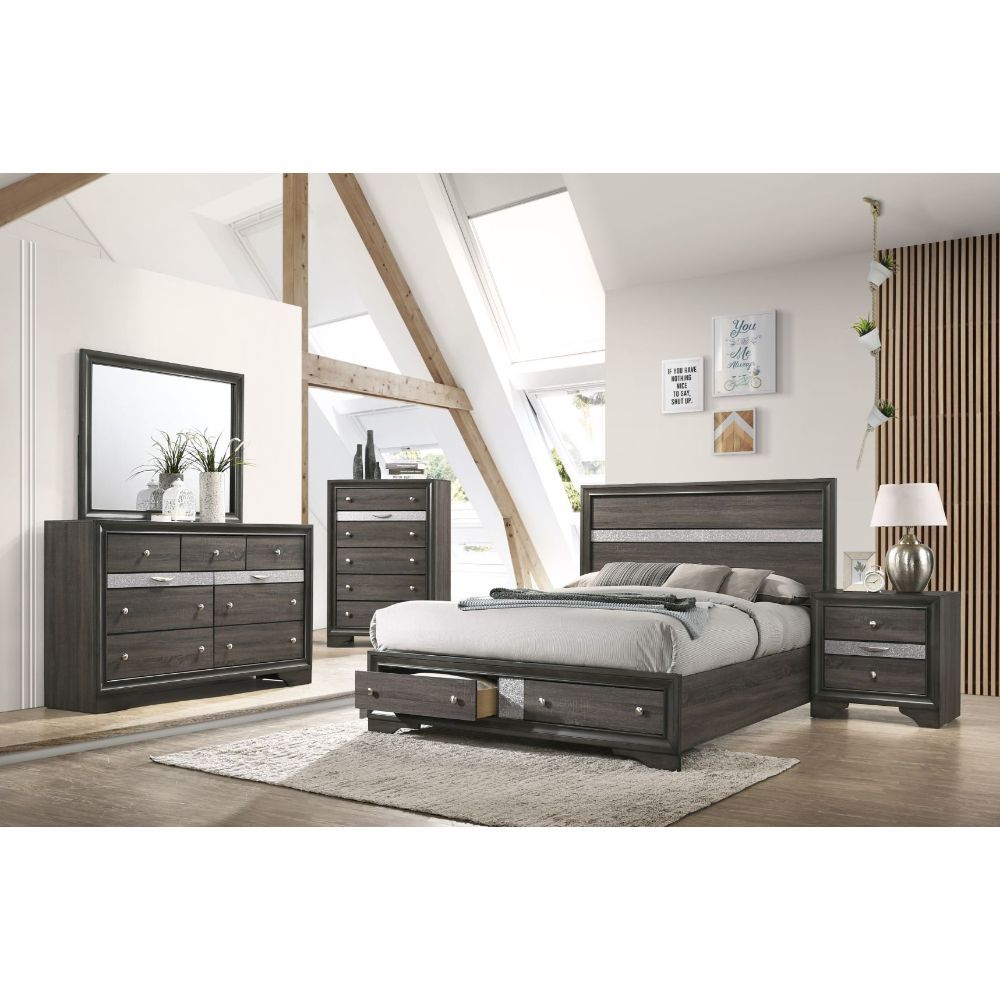 Naima collection not only has casual-look with rich finish, but also has sparkling acrylic panel to take a contemporary design to a new level. Clean lines and contemporary styling casegoods complementing the bed provide elegant style that will make your b