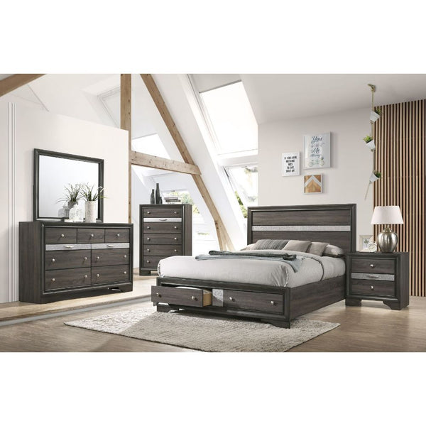 Naima collection not only has casual-look with rich finish, but also has sparkling acrylic panel to take a contemporary design to a new level. Clean lines and contemporary styling casegoods complementing the bed provide elegant style that will make your b