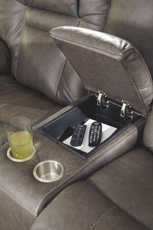 Wurstrow - Smoke - PWR REC Loveseat/Con/Adj HDRST