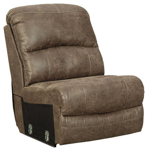This armless chair with drop down table is made with faux leather. Pairs with other items in the series to make a sectional.<br><br><b>Additional Dimensions</b><br><ul><li>Leg height: 2.25-"</li><li>Minimum width of doorway for delivery: 32-"</li><li>Seat