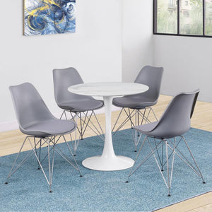 Arkell - Faux Marble Round Top Dining Table - White