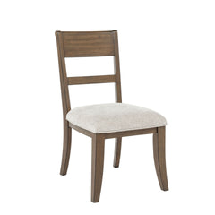 The Mariana Wood Back Side Chairs in Vintage Mocha, sold as a set of two, are crafted from solid Rubberwood, premium manufactured woods, and Acacia wood veneers, offering both beauty and durability. Each chair is meticulously finished with hand-distressed
