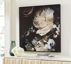  giving the viewer a close look at the delicately unfolding petals of assorted flowers. Its blend of light and dark hues suits a variety of spaces