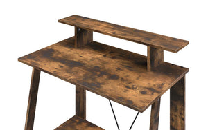  soothing vibe that the Nypho Desk brings to your office. Filled with cozy tone and natural textures. the desktop is all crafted from wood in a homey and rustic finish. Designed with a stylish -"V-" shape