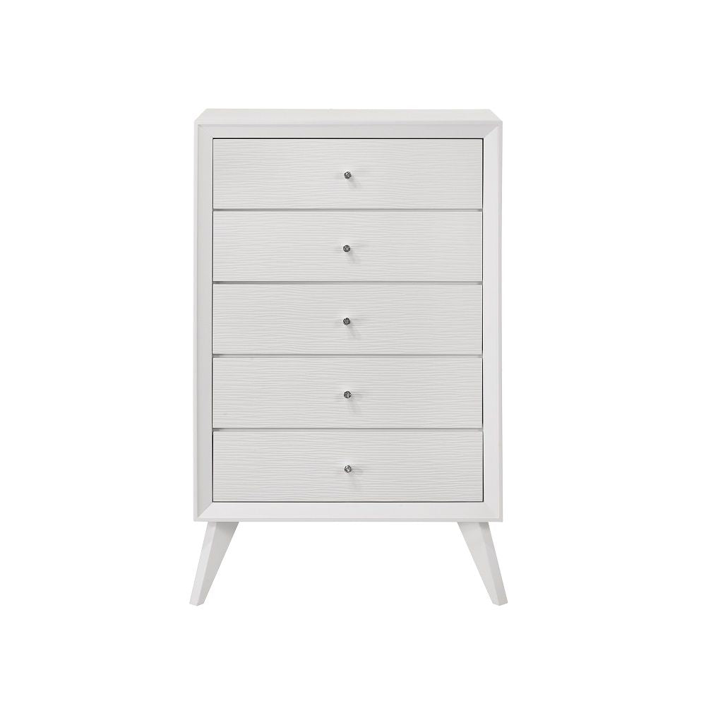 Minimalist and modern, the Cerys offers sleek clean lines for a contemporary take. The low-profile bed features a slatted headboard that makes the bed appear airy. Tying in the whole collection are the squared wooden tapered legs providing a stylish visua