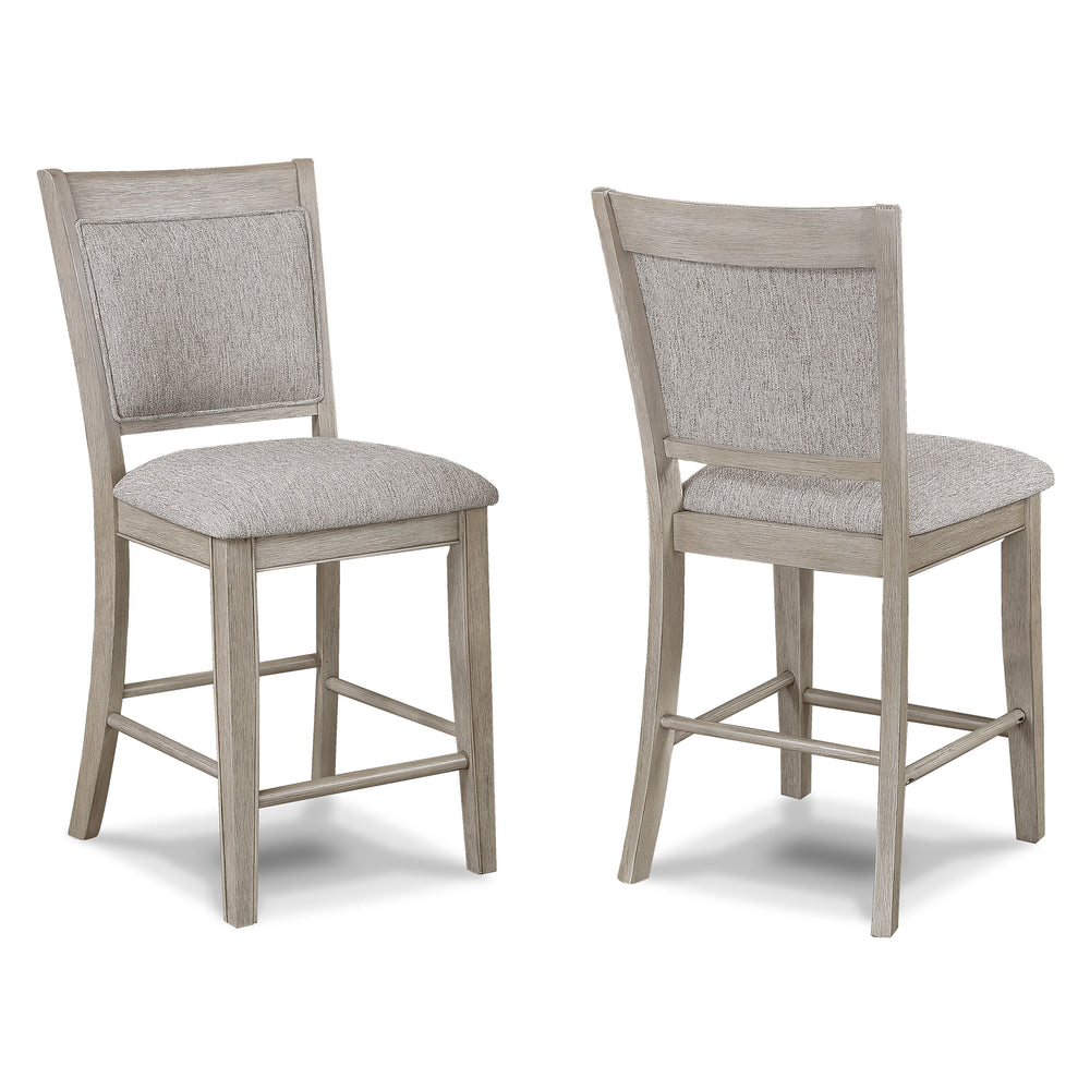 Elevate your dining experience with this elegant counter height dining set, designed to blend seamlessly with any modern or rustic dÃ©cor. The set features a spacious, finely crafted table with a built-in faux marble turntable and open lower shelf in a we