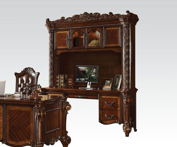 The Vendome collection classic style will blend masterfully in your home. The storage feature offers plenty of space to keep your office accessories, this set includes four top doors to reveal extra storage available. Carefully constructed from selected w
