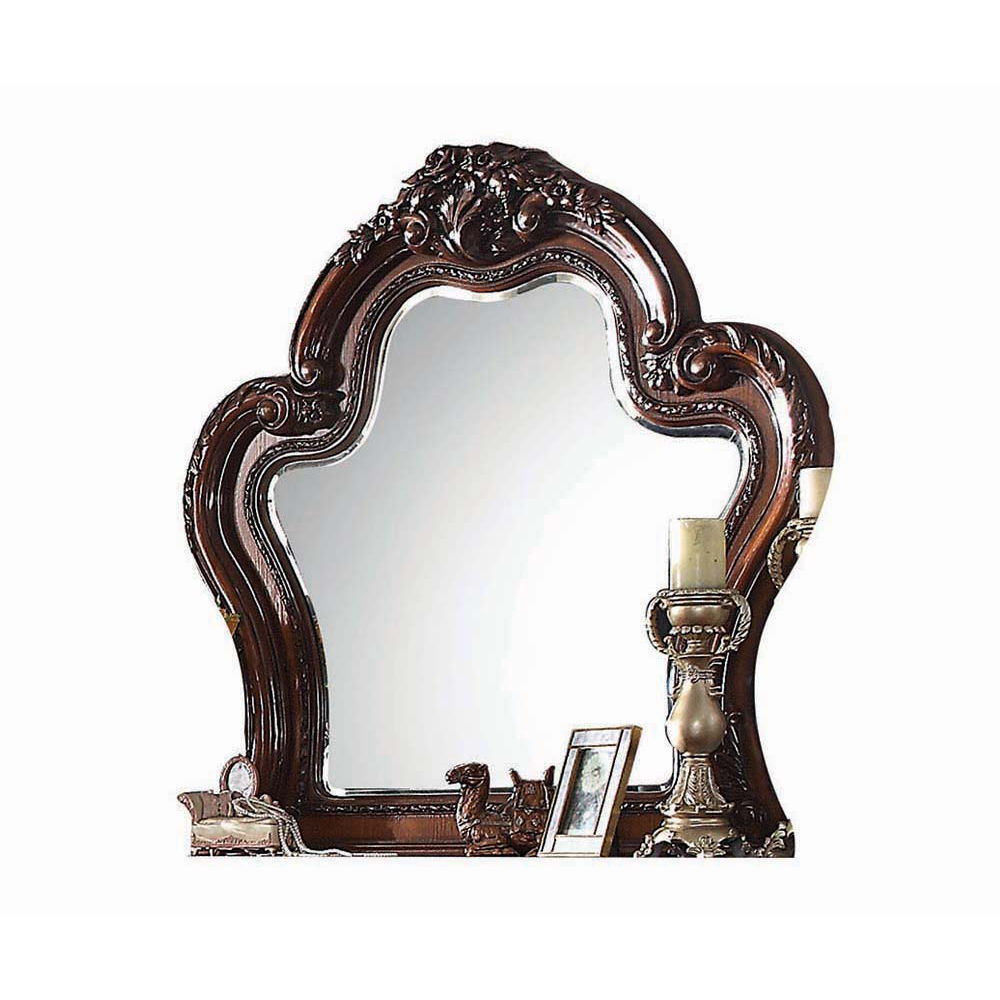 The Dresden beveled Mirror is crafted with the finest solid woods with veneers in cherry oak finish. Dresden Collection is enhanced by remarkable marquetry and generously carved wood elements.<br/><br/><b>Product Features</b><ul><li>Mirror: Beveled</li><l