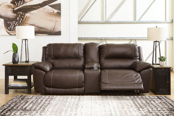 Dunleith - Chocolate - 3-Piece Power Reclining Loveseat With Console