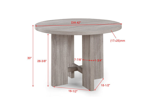 Amara - 5 Piece Round Dining Set Drift Wood - Drift Wood