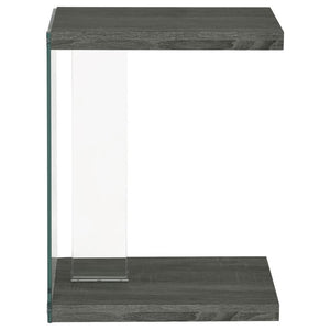 Colby - Engineered Wood C-Shaped Side Table - Weathered Gray