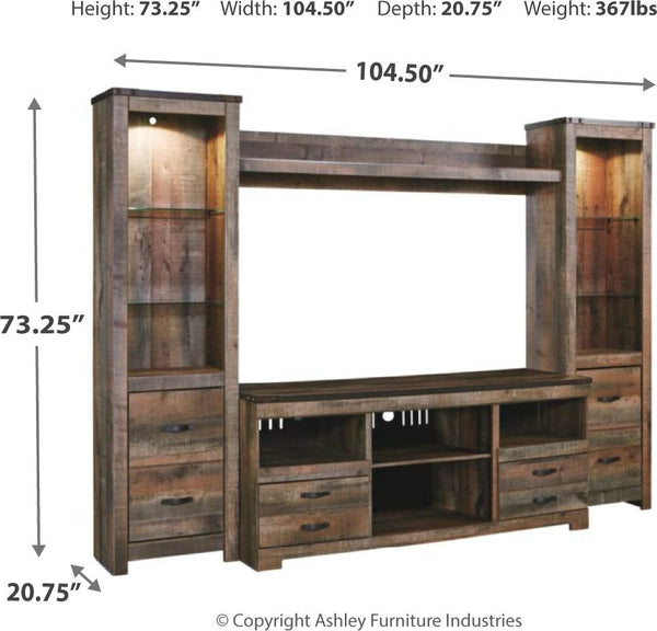 Trinell - Brown - 4 Pc. - Entertainment Center - 63" TV Stand