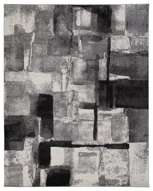 This area rug features a striking abstract design in black, gray and cream. Its ethereal look dresses up a room with subtle color, visual texture and a highly contemporary point of view.<br/><br/><b>Product Features</b><ul><li>Made of polypropylene</li><l