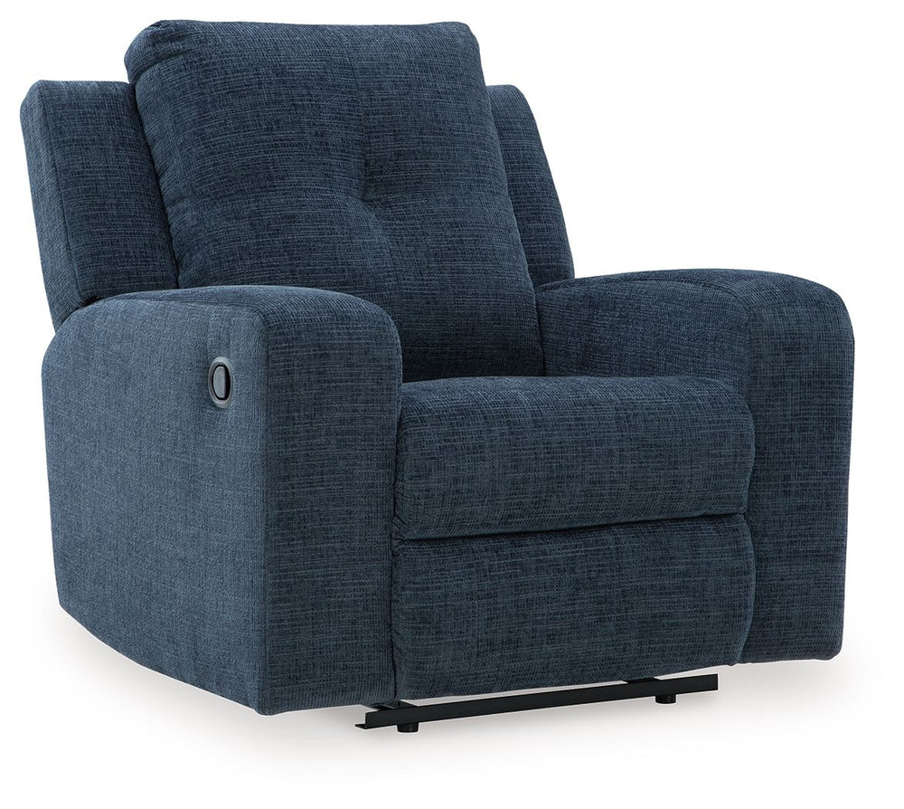This recliner invites you to a luxuriously soft lounging experience. The chic hue fits right in with contemporary color palettes. A tufted back keeps the look right on trend. Balancing style and function, its pull tab reclining effortlessly takes you to r