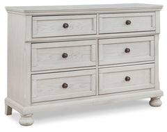 Elegant, timeless furnishings take your bedroom to the next level. Nothing does that better than this dresser. The antiqued white finish with a wonderful grain texture radiates sophistication, while dark bronze-tone knobs add an ornate touch. Felt finishi