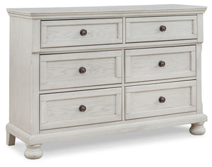 Elegant, timeless furnishings take your bedroom to the next level. Nothing does that better than this dresser. The antiqued white finish with a wonderful grain texture radiates sophistication, while dark bronze-tone knobs add an ornate touch. Felt finishi
