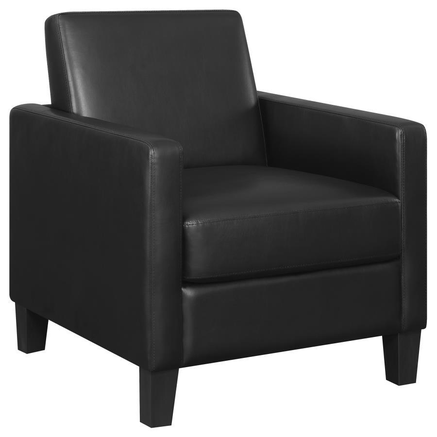 Mid-century design elements shine through in this contemporary accent chair. With classic, narrow track arms that cradle you as you recline into an angled backrest, this accent chair offers a tailored, polished vibe to a corner space or seating area. Top 