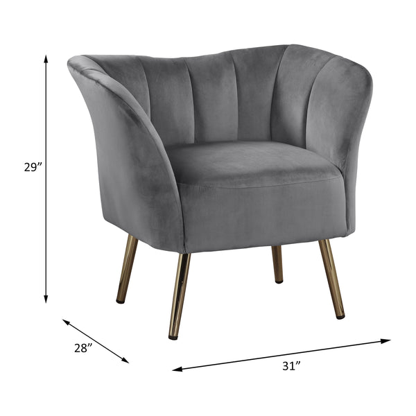 Reese Accent Chair - Gray Velvet & Gold