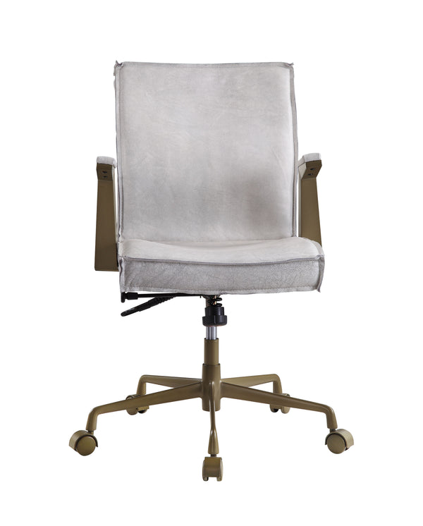  command respect with the Attica executive office chair. The chair is upholstered using high-quality top grain leather. The swivel seat and pneumatic 3-inch lift add practicality to the list. The seat is securely mounted on a metal 