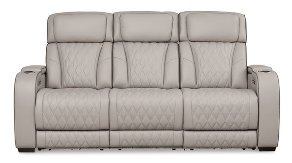 Boyington - Gray - Power Reclining Sofa With Adj Headrest