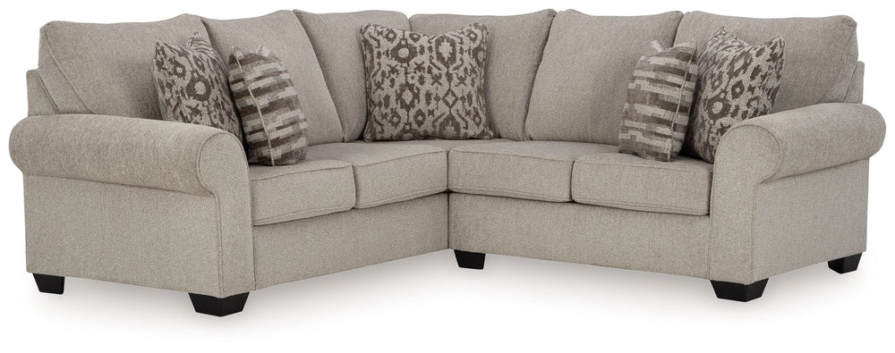 Whether your vision is traditional or cozy farmhouse, this sectional has the corner on style. Merging ultimate comfort with striking good looks, this chic seating includes coordinating accent pillows for that much more feel-good allure.<br/><br/><b>Produc