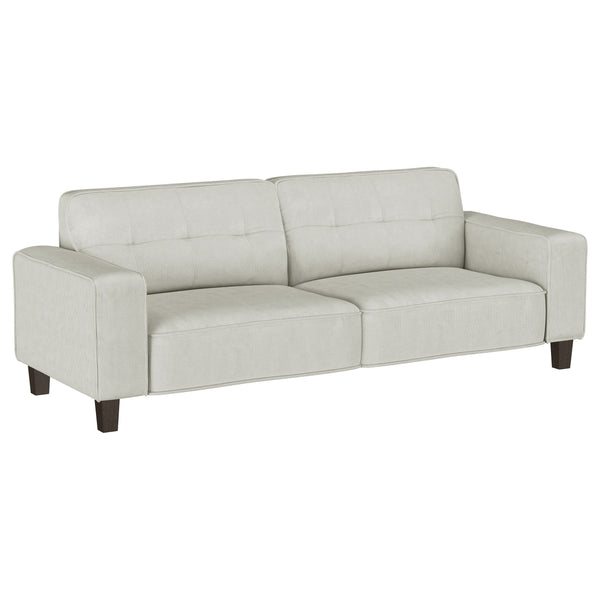 Create a stylish and infinitely comfortable and inviting living space with a modern sofa. Its timeless stance features wide track arms that pair perfectly with plush cushions for an indulgent seating experience. Great for game days, entertaining, or eveni