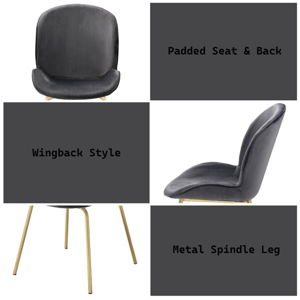 Chuchip - Side Chair (Set of 2) - Gray Velvet & Gold