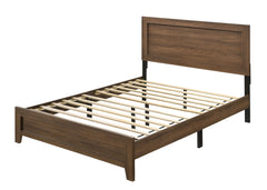 The Miquell bedroom collection provides a commanding presence in any bedroom. This contemporary panel bed features a rectangular headboard with a low profile footboard and tapered legs. All expertly crafted with a transitional look that is an ideal additi