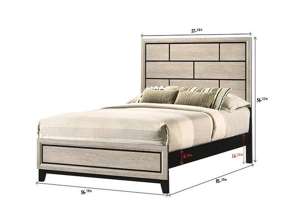  straight lines and subtle details give it a modern edge. The bed features a paneled headboard that makes a statement without overwhel