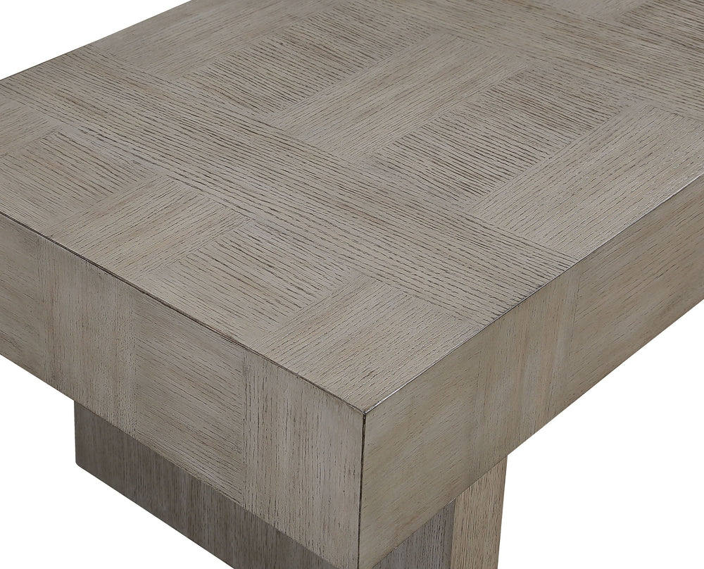 Introduce a bold statement to your living room with this striking cocktail table set, designed to captivate with its unique geometric aesthetic and robust construction. Each piece in the set features a substantial, block-like design, showcasing a richly t