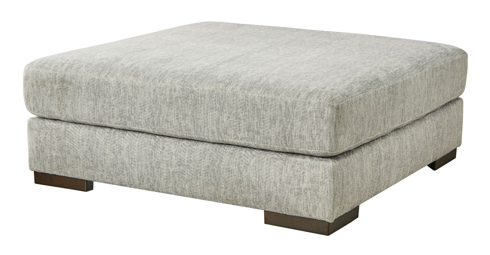The allure of textured chenille is an open invitation to sit back and enjoy the velvety softness of this ottoman. Its contemporary design is accentuated by a subtle chevron pattern. Whether paired with a sofa, sectional or chair, this piece masters the ar