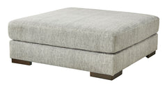 The allure of textured chenille is an open invitation to sit back and enjoy the velvety softness of this ottoman. Its contemporary design is accentuated by a subtle chevron pattern. Whether paired with a sofa, sectional or chair, this piece masters the ar