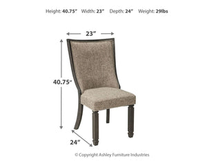 Tyler Creek - Dining UPH Side Chair (Set of 2) - Framed Back - Black / Grayish Brown