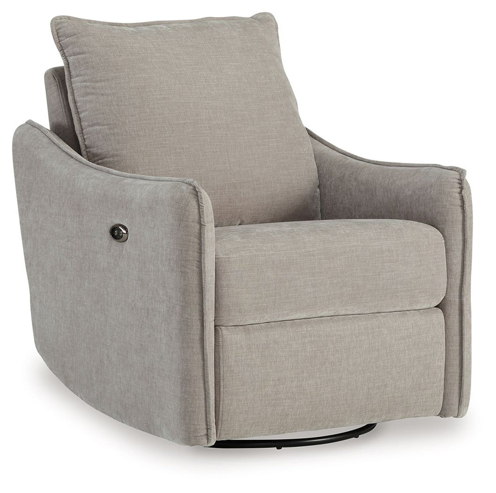 Elegance meets comfort. This swivel power recliner seamlessly blends style and practicality. Its sleek design, adorned with luxurious velvet upholstery, invites you to unwind. Whether catching up on your favorite show or chatting with guests, this chair i