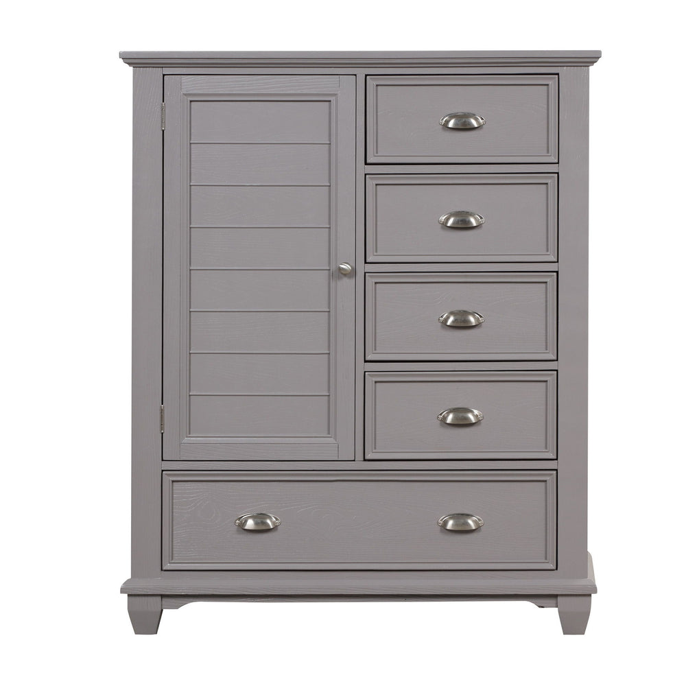 The Jamestown Door Chest in Gray is a versatile and stylish storage solution designed to enhance both the functionality and aesthetics of your bedroom. Expertly crafted from solid Acacia, premium manufactured woods, and authentic Oak veneers, this chest i