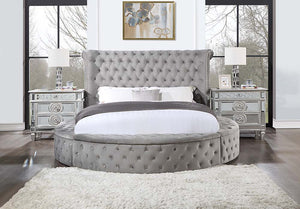 Gaiva - Queen Bed - Gray Velvet