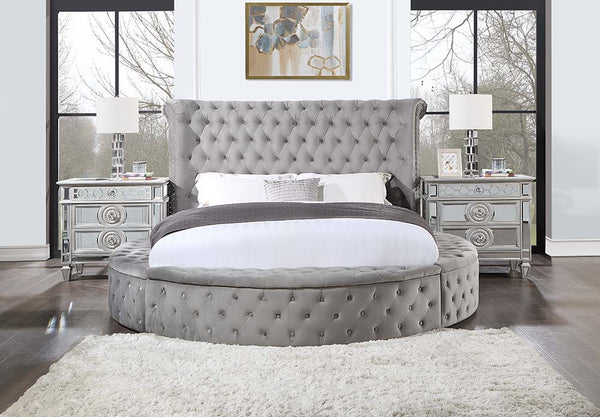 Gaiva - Queen Bed - Gray Velvet